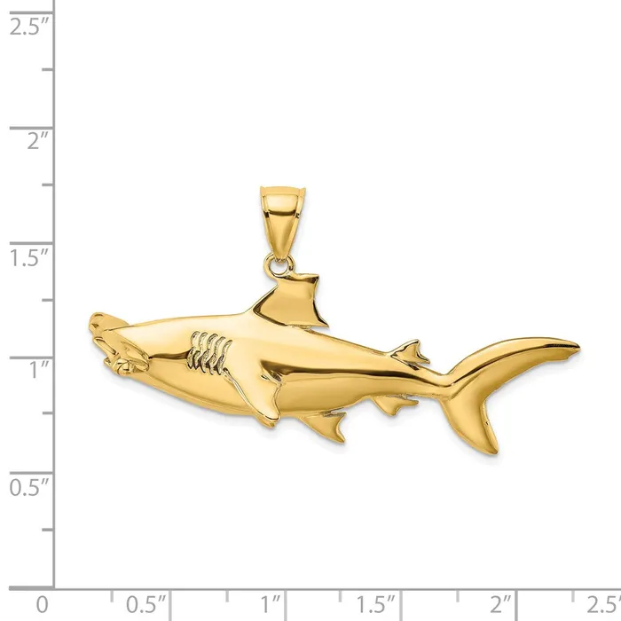 Goldia Charm Necklaces 14k Yellow Gold 3D Hammerhead Shark Charm