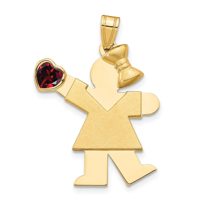 Goldia Charm Necklaces 14k Yellow Gold Girl with CZ January Birthstone Charm Goldia Charm Necklaces 14k Yellow Gold Girl with CZ January Birthstone Charm