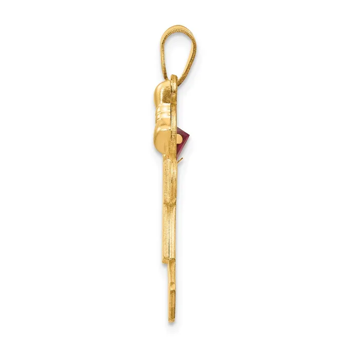 Goldia Charm Necklaces 14k Yellow Gold Girl with CZ January Birthstone Charm
