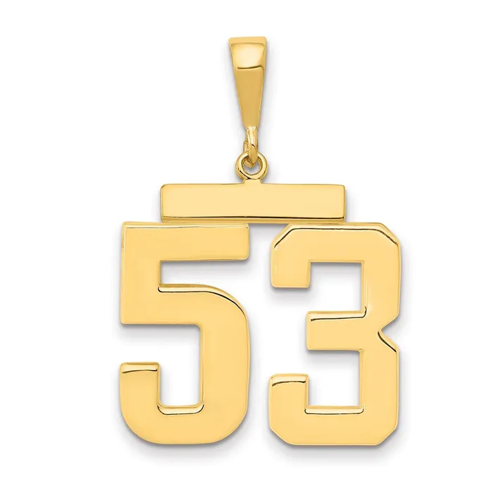 Goldia Charm Necklaces 14k Yellow Gold Large Polished Number 53 Charm