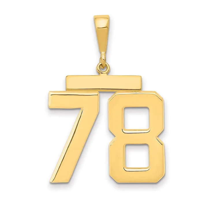 Goldia Charm Necklaces 14k Yellow Gold Large Polished Number 78 Charm