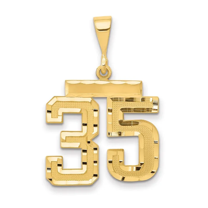 Goldia Charm Necklaces 14k Yellow Gold Medium Diamondcut Number 35 Charm Goldia Charm Necklaces 14k Yellow Gold Medium Diamondcut Number 35 Charm
