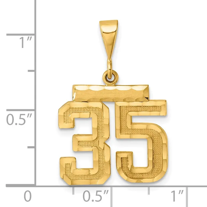 Goldia Charm Necklaces 14k Yellow Gold Medium Diamondcut Number 35 Charm