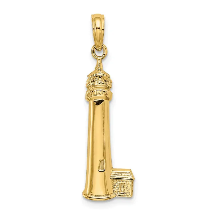 Goldia Charm Necklaces 14k Yellow Gold Polished CAPE MAY Lighthouse Charm