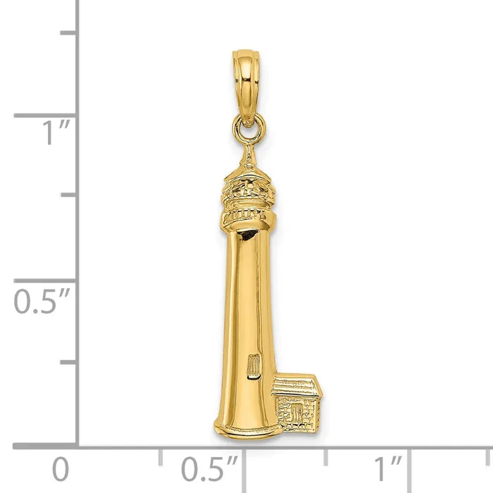 Goldia Charm Necklaces 14k Yellow Gold Polished CAPE MAY Lighthouse Charm