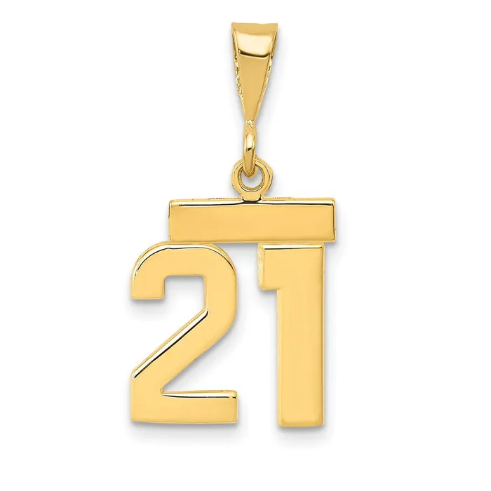 Goldia Charm Necklaces 14k Yellow Gold Small Polished Number 21 Charm