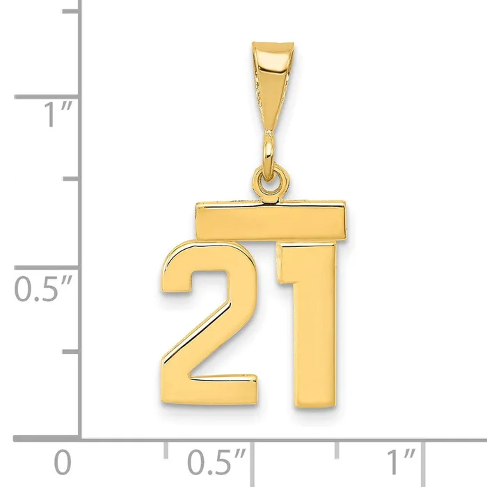 Goldia Charm Necklaces 14k Yellow Gold Small Polished Number 21 Charm