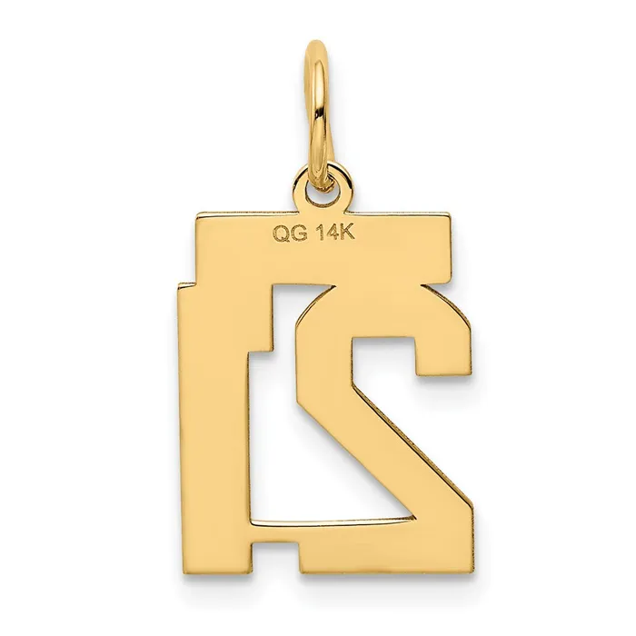Goldia Charm Necklaces 14k Yellow Gold Small Polished Number 21 Charm