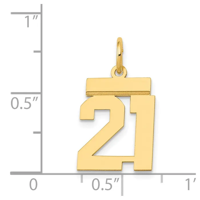 Goldia Charm Necklaces 14k Yellow Gold Small Polished Number 21 Charm