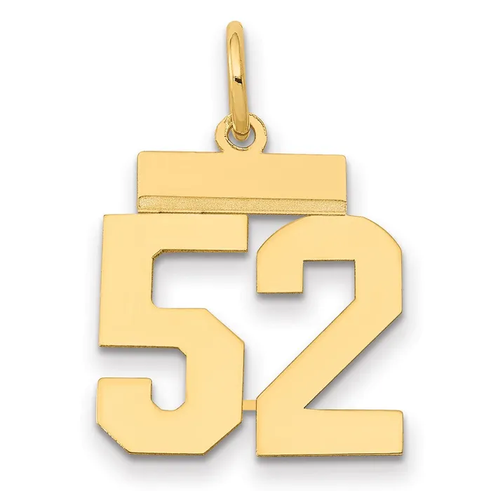 Goldia Charm Necklaces 14k Yellow Gold Small Polished Number 52 Charm