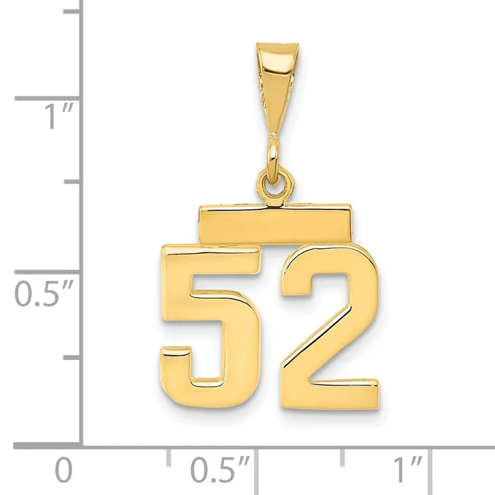 Goldia Charm Necklaces 14k Yellow Gold Small Polished Number 52 Charm
