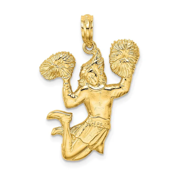 Goldia Charm Necklaces 14k Yellow Gold Solid OpenBacked Cheerleader Charm