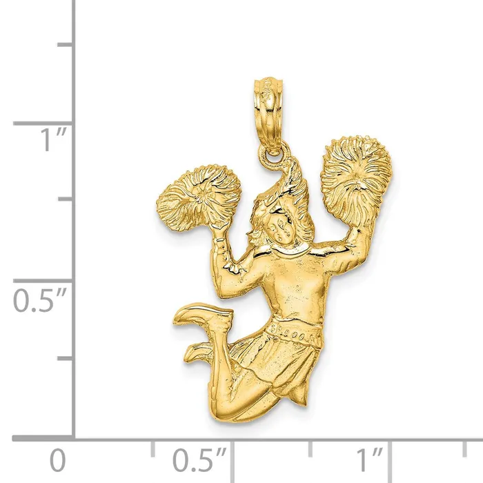 Goldia Charm Necklaces 14k Yellow Gold Solid OpenBacked Cheerleader Charm