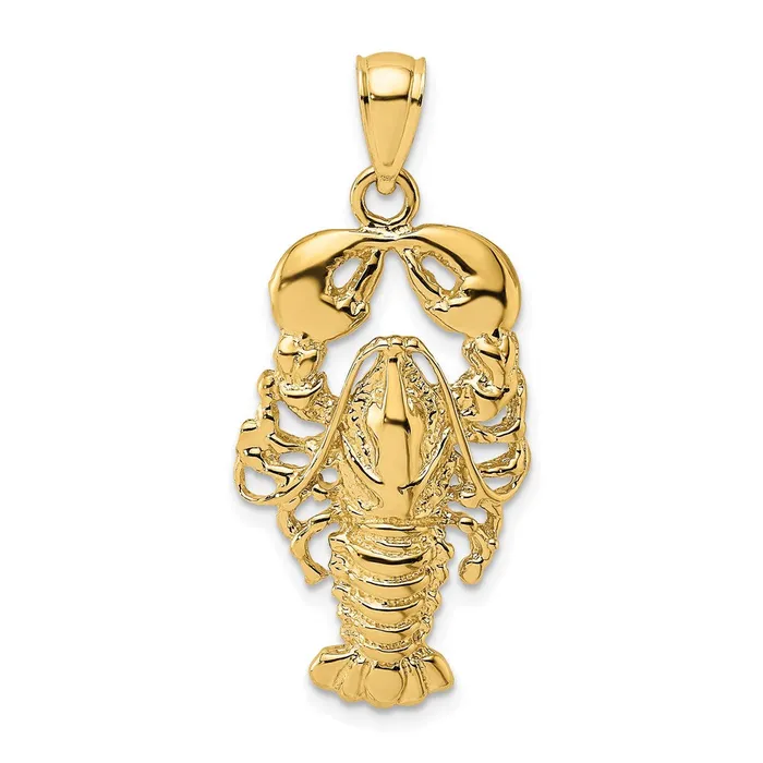 Goldia Charm Necklaces 14k Yellow Gold Textured Maine Lobster Charm