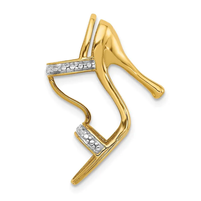 Goldia Charm Necklaces Solid 14k Yellow Rhodium and 3D 01ct Simulated CZ High Heel Charm