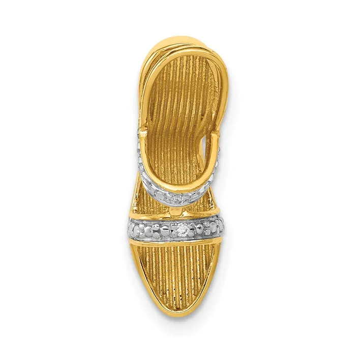 Goldia Charm Necklaces Solid 14k Yellow Rhodium and 3D 01ct Simulated CZ High Heel Charm
