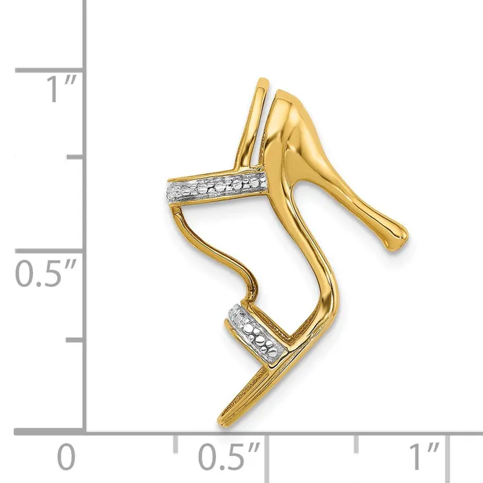 Goldia Charm Necklaces Solid 14k Yellow Rhodium and 3D 01ct Simulated CZ High Heel Charm