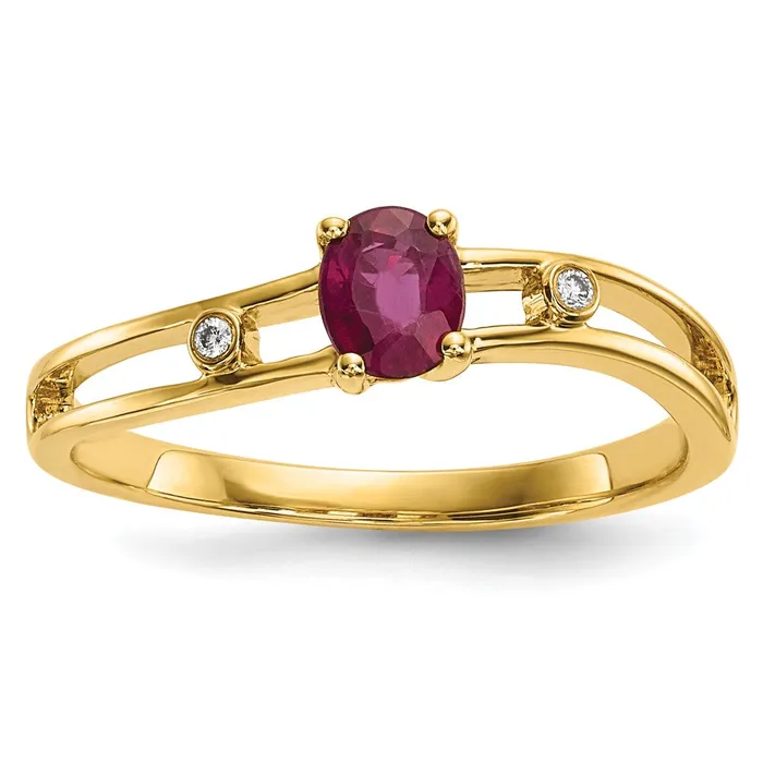 Goldiacom 14k Gold w Ruby Real Diamond Ring Rings