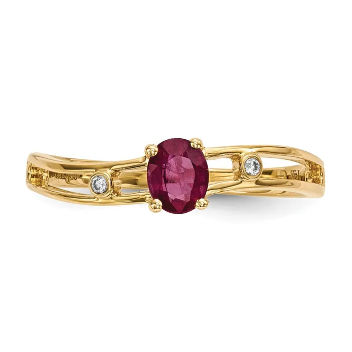 Goldiacom 14k Gold w Ruby Real Diamond Ring Rings