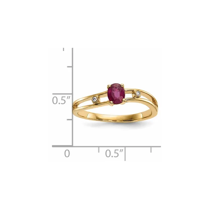 Goldiacom 14k Gold w Ruby Real Diamond Ring Rings