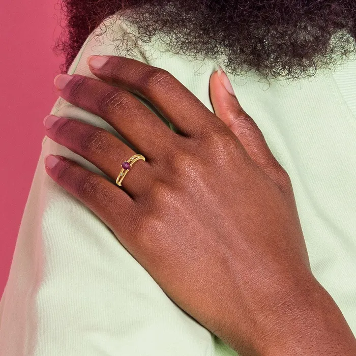 Goldiacom 14k Gold w Ruby Real Diamond Ring Rings