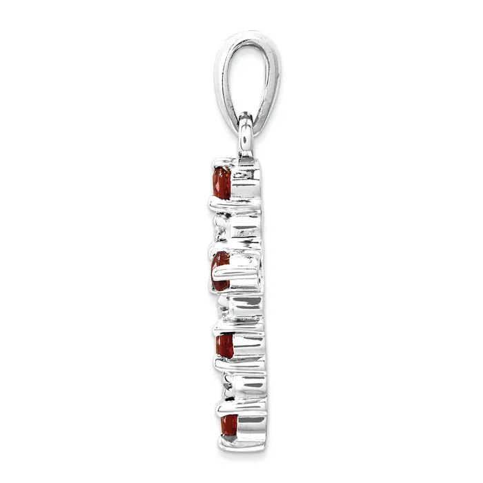 Goldiacom Necklaces 14k White Gold Garnet and Diamond Cross Pendant