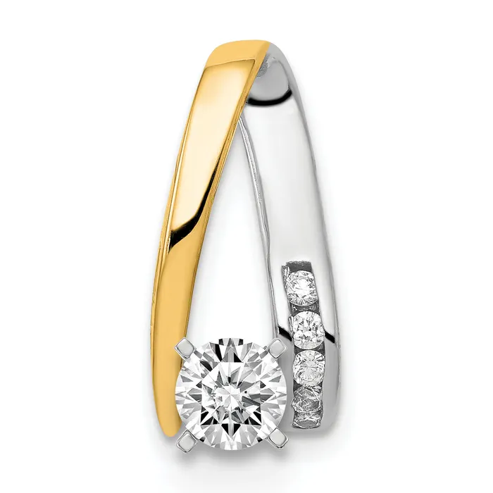 Goldiacom Rings 14k Two Tone AA Diamond Peg Slide