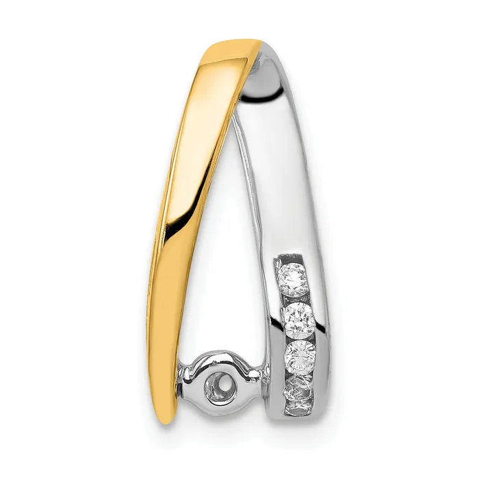 Goldiacom Rings 14k Two Tone AA Diamond Peg Slide