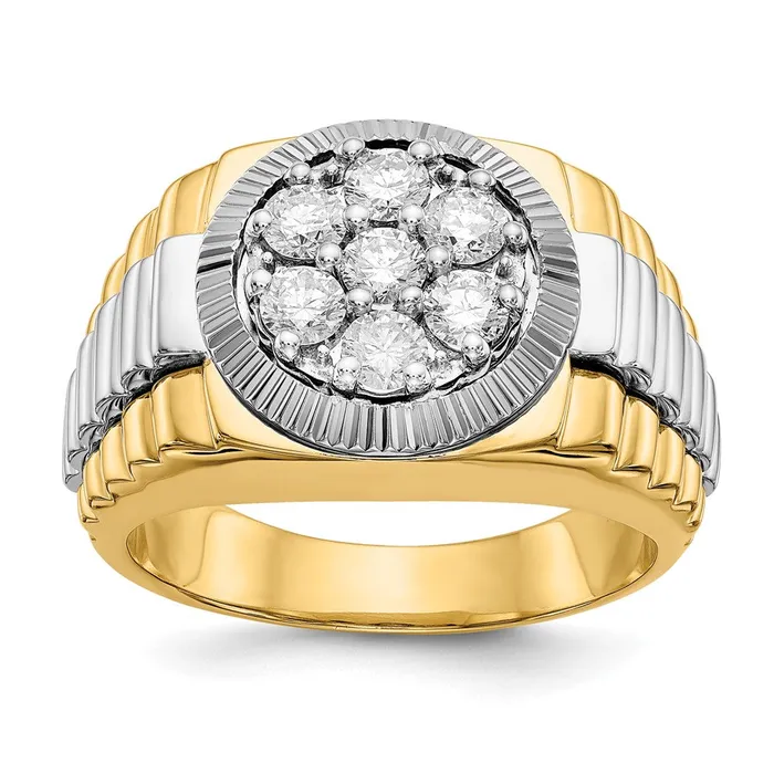Goldiacom Rings 14k TwoTone Gold AA Real Diamond mens ring