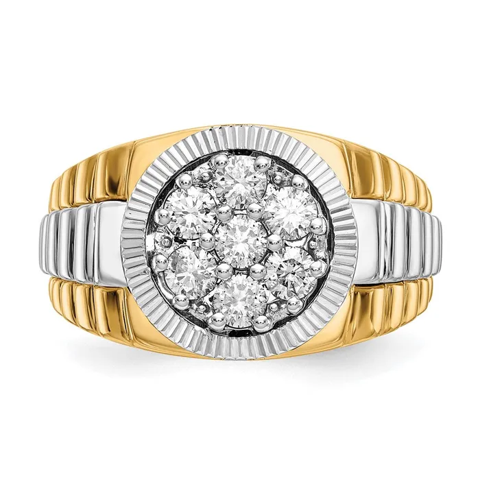 Goldiacom Rings 14k TwoTone Gold AA Real Diamond mens ring