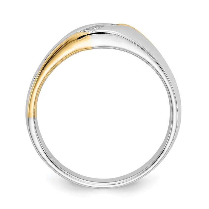 Goldiacom Rings 14k TwoTone Gold Square Real Diamond Mens Ring