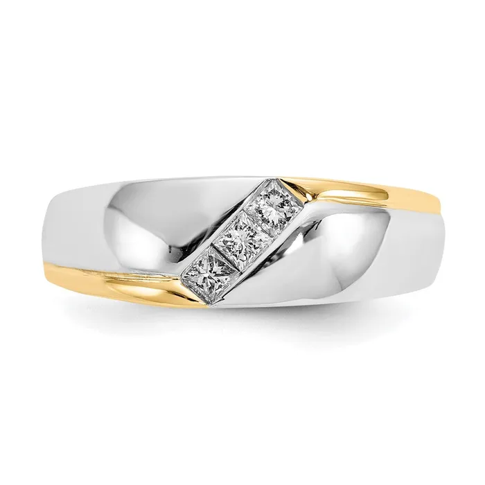 Goldiacom Rings 14k TwoTone Gold Square Real Diamond Mens Ring