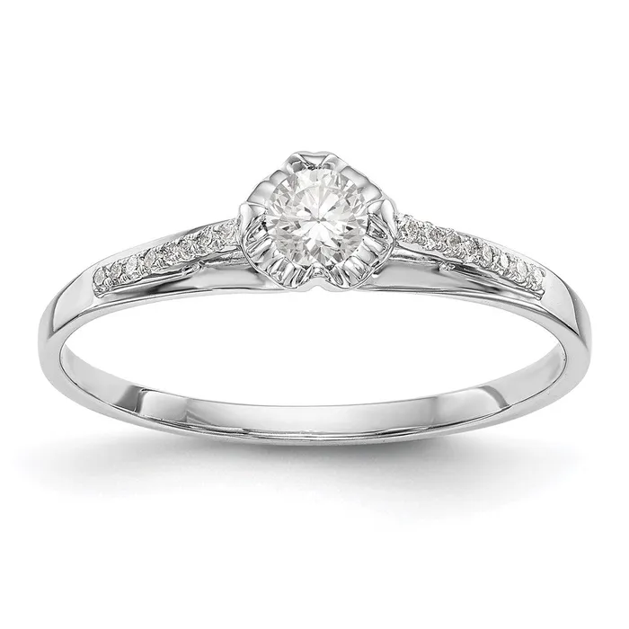 Goldiacom Rings 14K White Gold Complete Real Diamond PromiseEngagement Ring