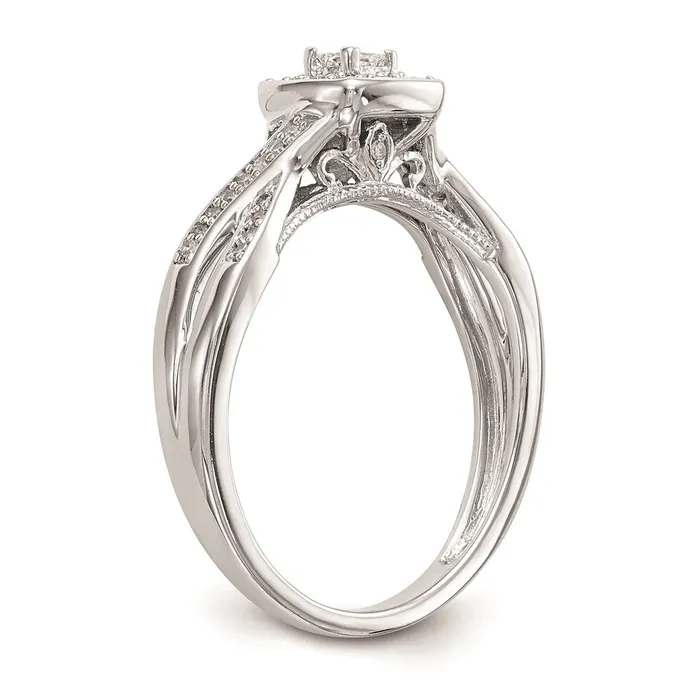 Goldiacom Rings 14K White Gold Complete Real Diamond PromiseEngagement Ring
