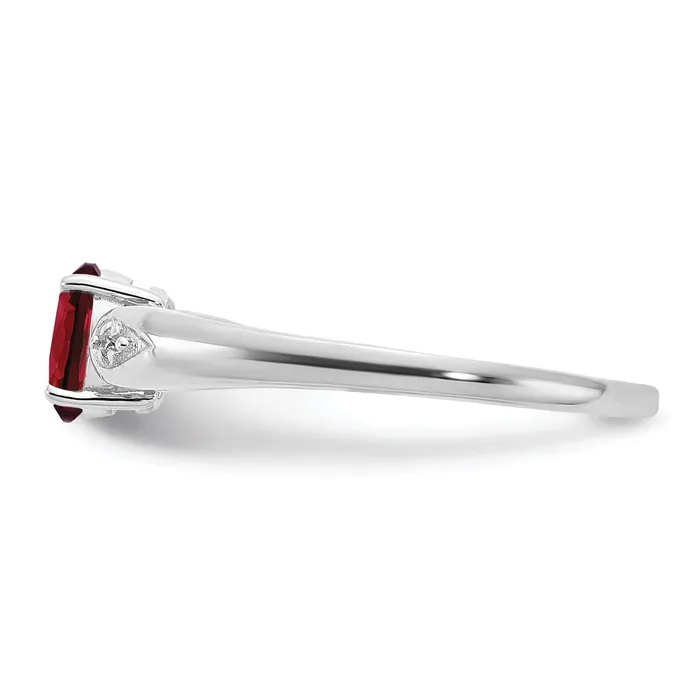 Goldiacom Rings 14k White Gold Garnet and Real Diamond Ring