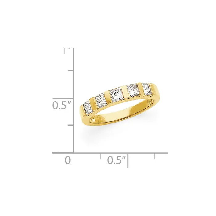 Goldiacom Rings 14K Yellow Gold AAA Real Diamond Anniversary Band