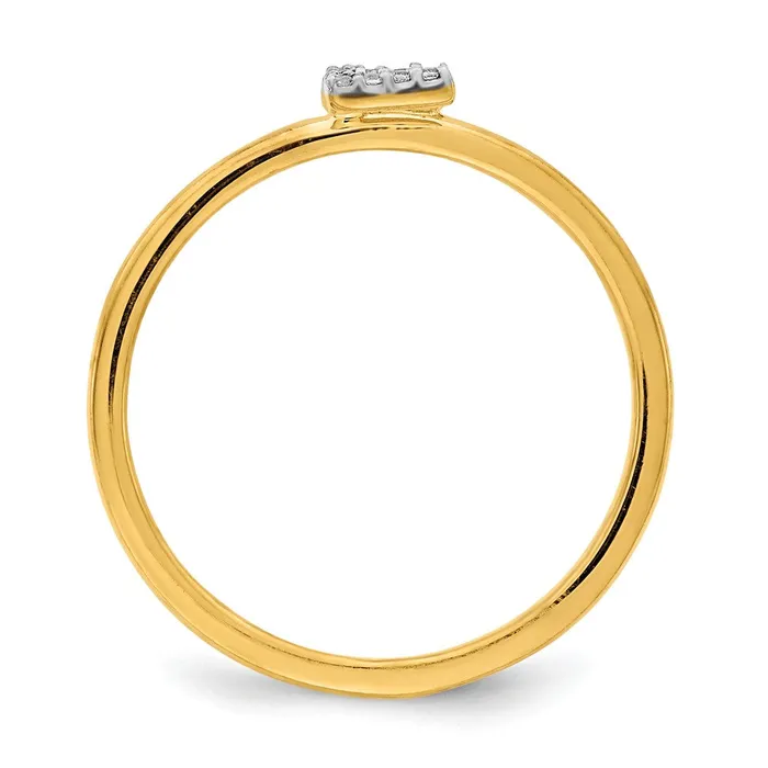Goldiacom Rings 14k Yellow Gold Real Diamond Initial E Ring