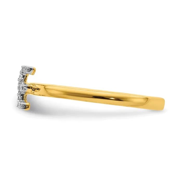 Goldiacom Rings 14k Yellow Gold Real Diamond Initial E Ring