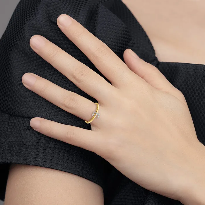 Goldiacom Rings 14k Yellow Gold Real Diamond Initial E Ring