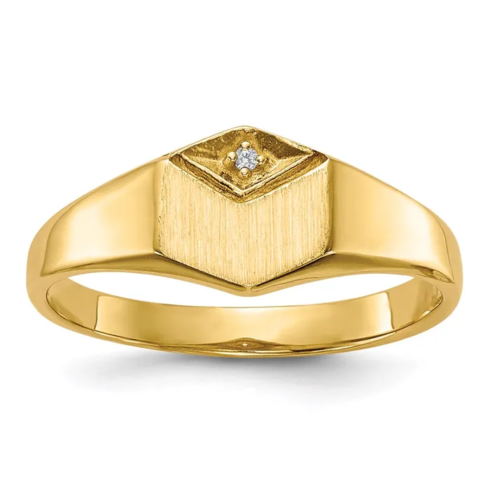 Goldiacom Rings 14K Yellow Gold VS Real Diamond signet ring