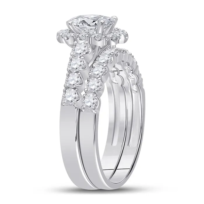 Goldiacom Rings Certified 20 Ct Oval Diamond Infinity Halo Style Bridal Engagement Ring Set in 14K White Gold