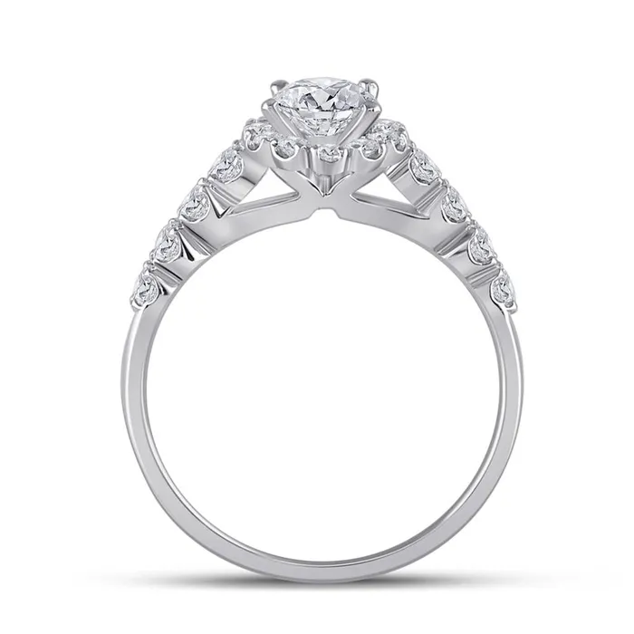 Goldiacom Rings Certified 20 Ct Oval Diamond Infinity Halo Style Bridal Engagement Ring Set in 14K White Gold
