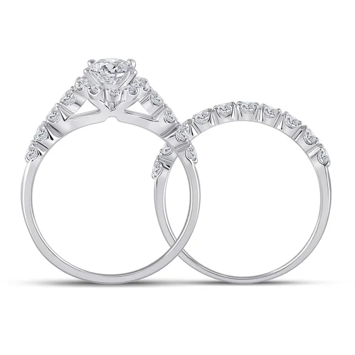 Goldiacom Rings Certified 20 Ct Oval Diamond Infinity Halo Style Bridal Engagement Ring Set in 14K White Gold