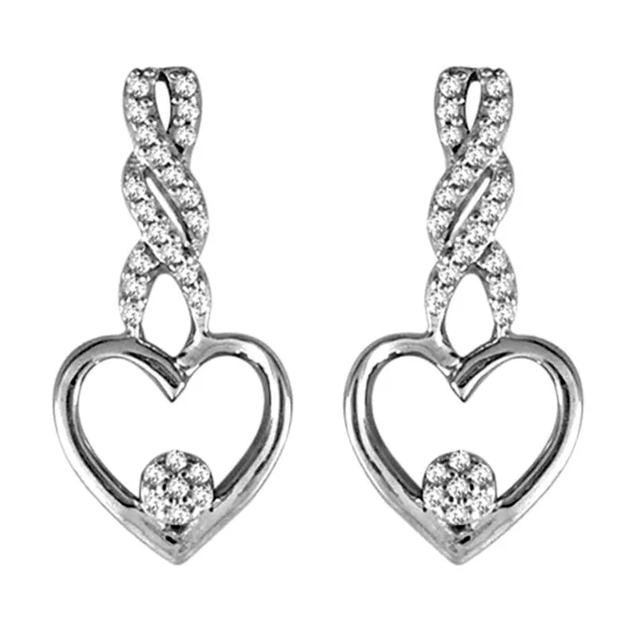 Goldia Earrings 01 CT TW Diamond Cascading Heart Drop Earrings in 10K White Gold