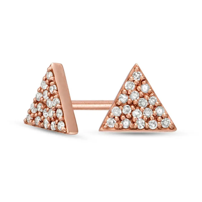 Goldia Earrings 01 CT TW Diamond Triangle Stud Earrings in 10K Rose Gold