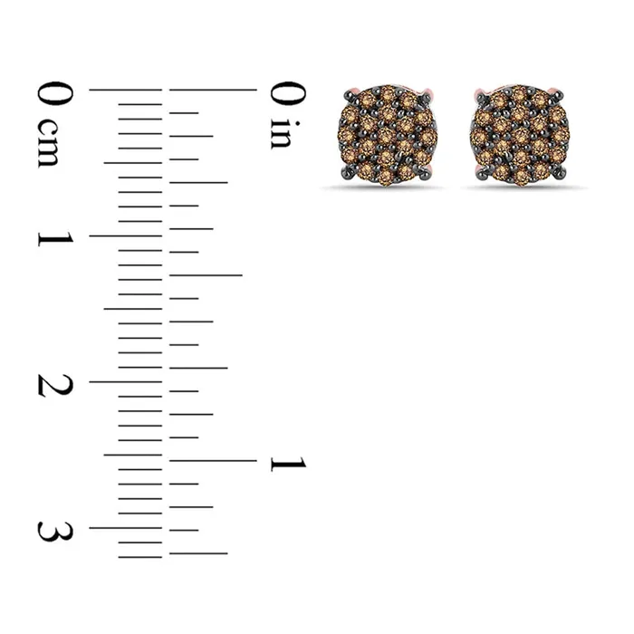 Goldia Earrings 013 CT TW Champagne Diamond Cluster Stud Earrings in 10K Rose Gold