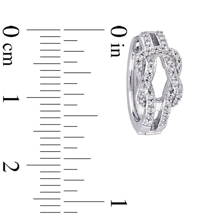 Goldia Earrings 025 CT TW Diamond Double Knot Hoop Earrings in 10K White Gold