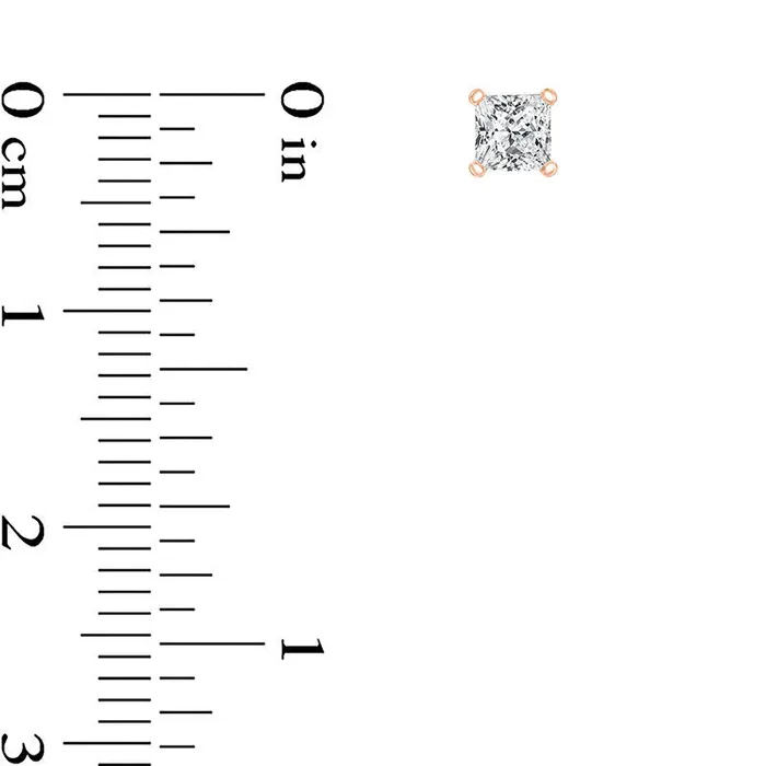 Goldia Earrings 05 CT TW Certified PrincessCut Diamond Solitaire Stud Earrings in 14K Rose Gold ISI2 Goldia Earrings 05 CT TW Certified PrincessCut Diamond Solitaire Stud Earrings in 14K Rose Gold ISI2