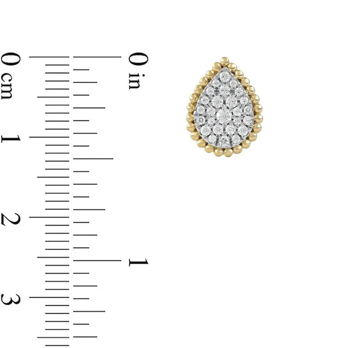 Goldia Earrings 05 CT TW Composite Diamond Beaded Teardrop Stud Earrings in 10K Gold