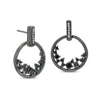 Goldia Earrings 05 CT TW Enhanced Black and White Diamond Scatter Circle Drop Earrings in Sterling Silver with Black Rhodium